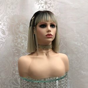 New Ombré Dark Brown, Platinum Blonde Hair Wig